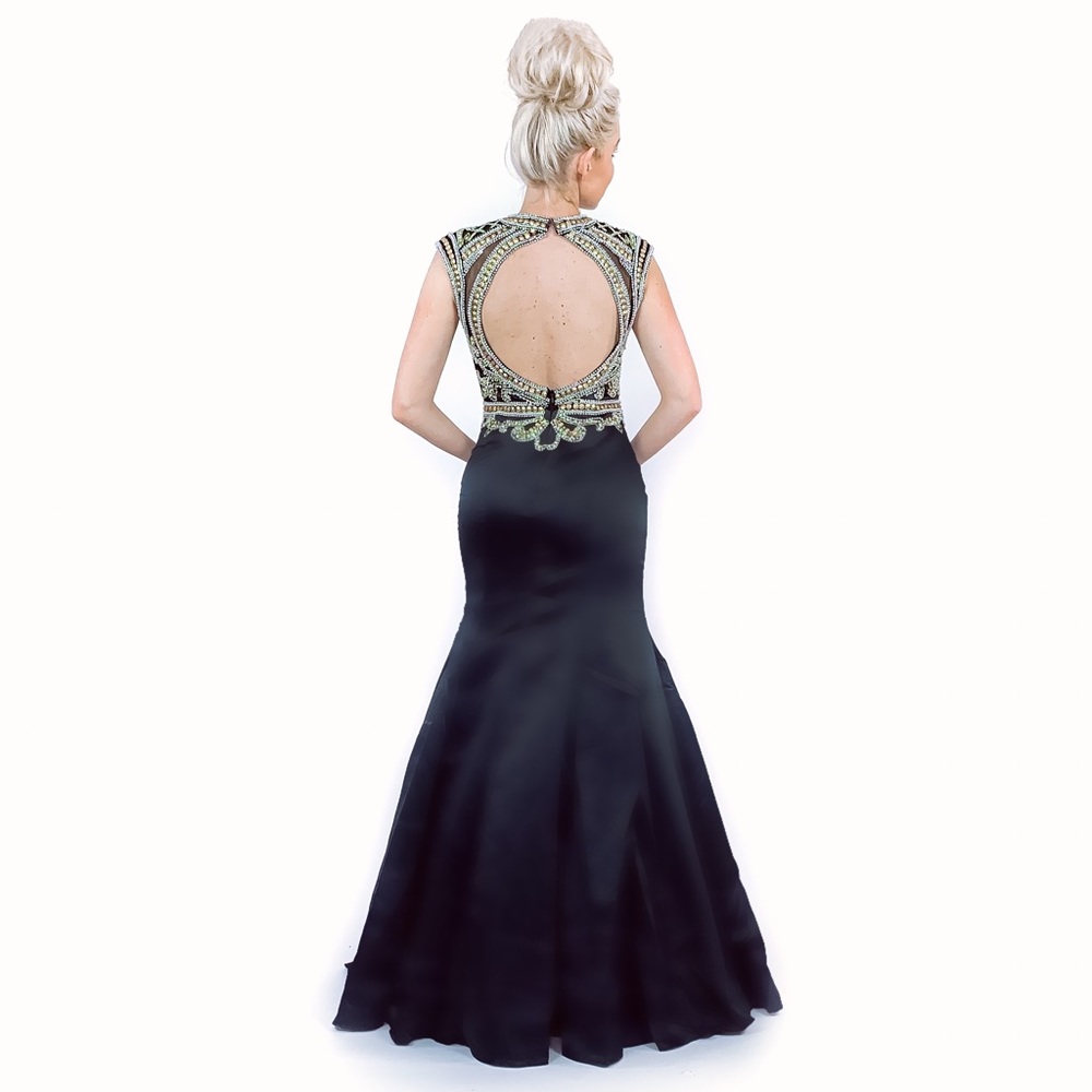Black Classy Mermaid Evening Gown Prom Dress - Picture 8 of 8